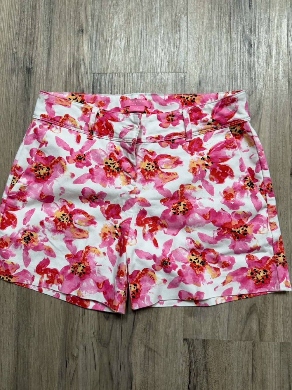 Isaac Mizrahi Pink Floral Cotton Blend Shorts